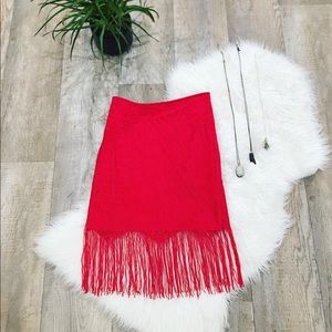Roaring Red Fringe Skirt 💄👠